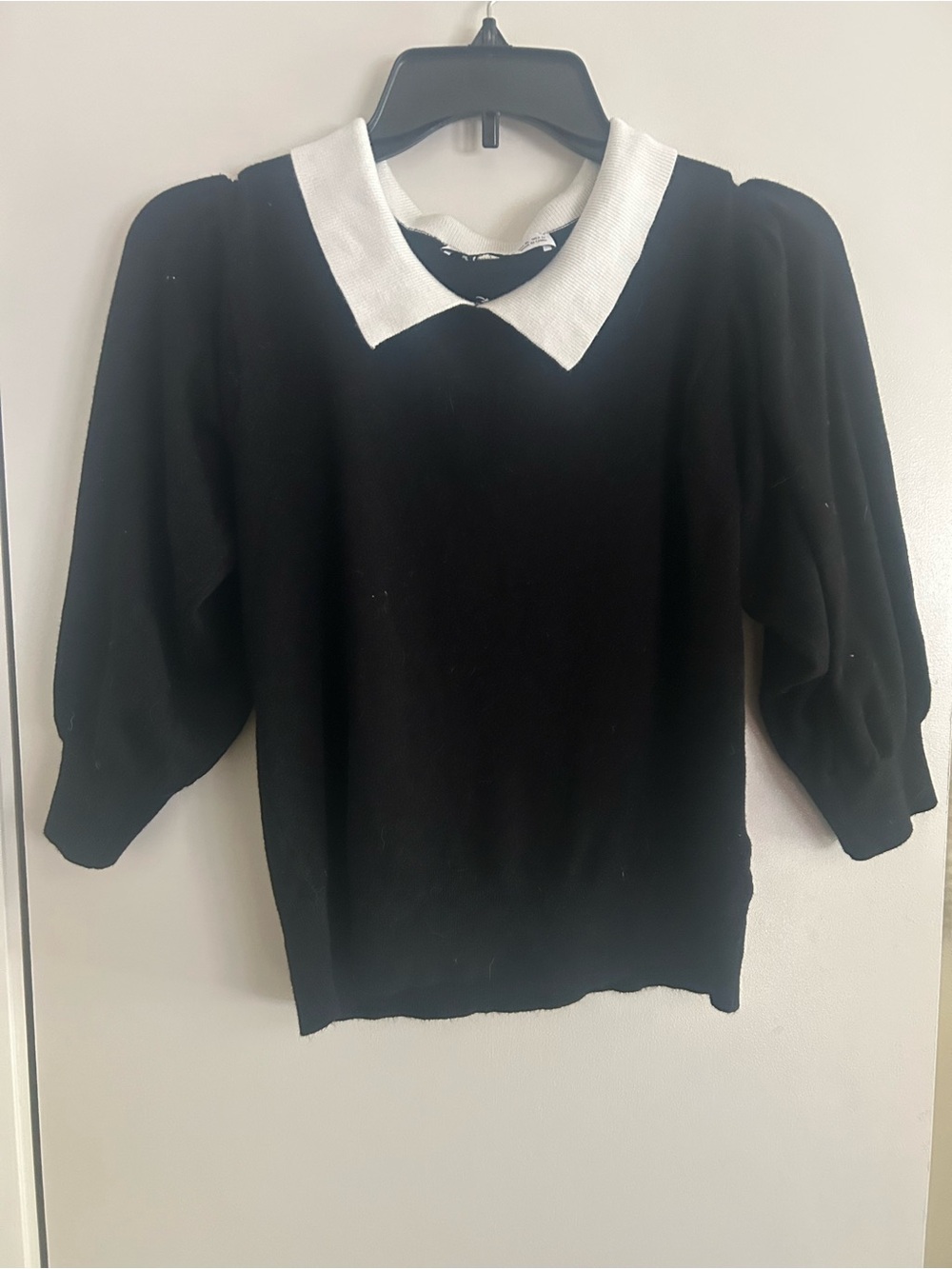 Black Sweater with White Peter Pan Collar